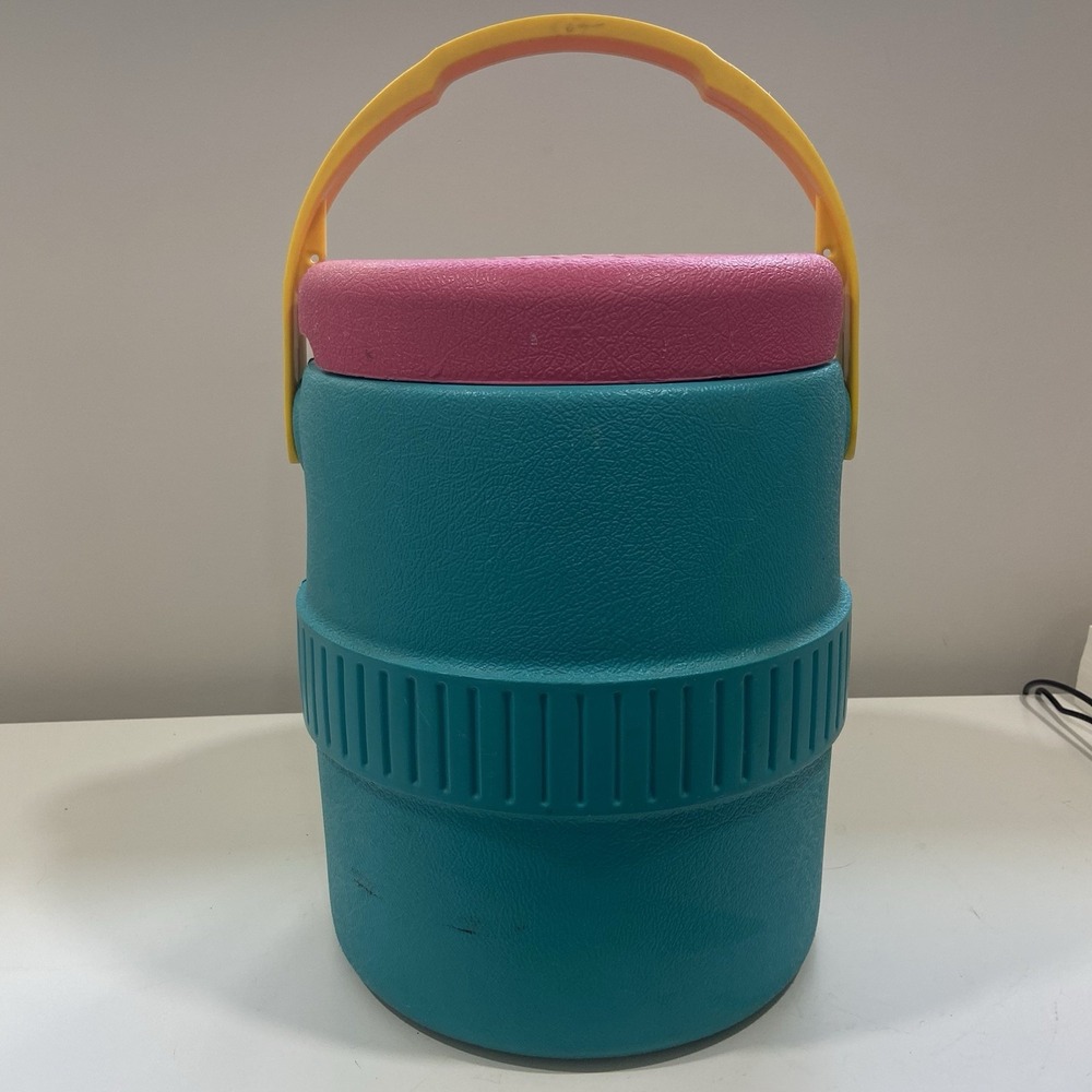 Vintage Igloo Barrel of Fun 2 Gallon Cooler Teal and Pink 90s Retro With Spout - Picture 3 of 7
